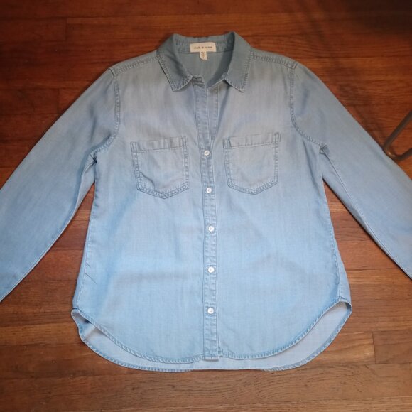 CLOTH & STONE Long Sleeve Point Collar Chambray tencel Shirt (S) - Picture 6 of 16